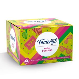 Fevicryl Neon Acrylic Colour Kit, 4 Shades, 15ml each