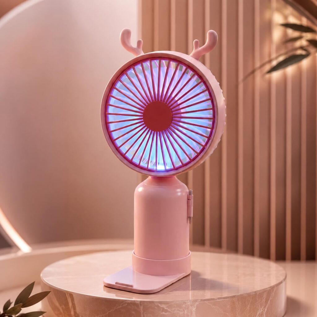 Handheld Fan with Colorful LED Light