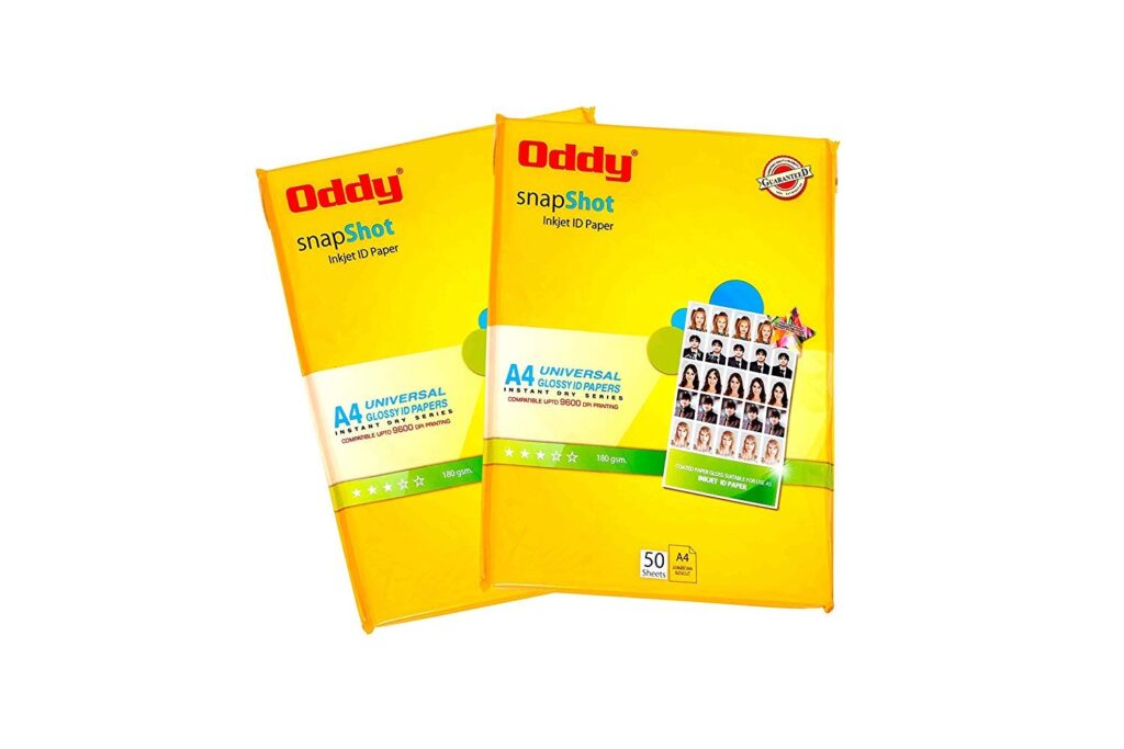 Oddy Snapshot Glossy Inkjet ID Photo Paper- 180 GSM, A4 Size, 50 Sheets